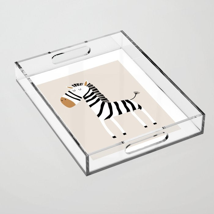Nursery Wall Art, Safari Nursery Prints, Neutral Nursery Decor, Zebra Print Acrylic Tray Gallery Image 1