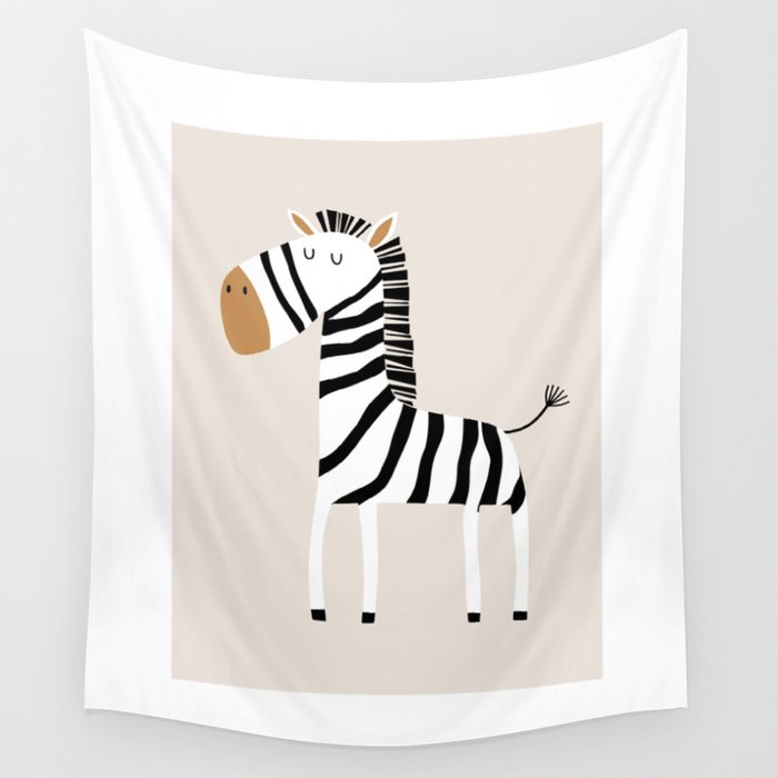 Nursery Wall Art, Safari Nursery Prints, Neutral Nursery Decor, Zebra Print Wall Tapestry Gallery Image 4