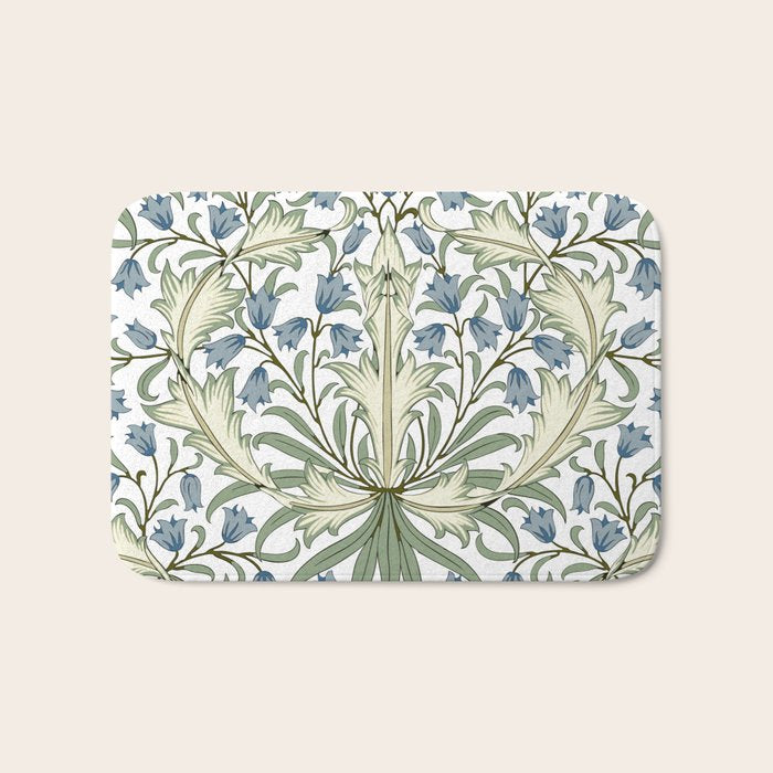 Vintage Bluebell Floral Blue Green by William Morris Bath Mat Gallery Image 1