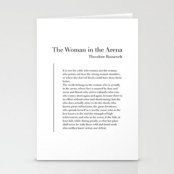 The Woman in the Arena by Theodore Roosevelt Stationery Card Gallery Image 1