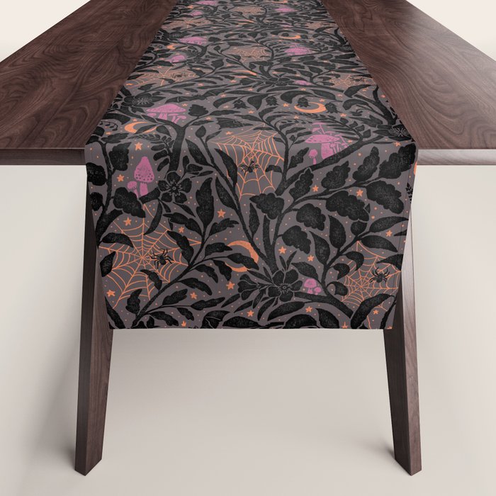 Mysterious Garden - black, gray, orange, and purple Table Runner Gallery Image 1