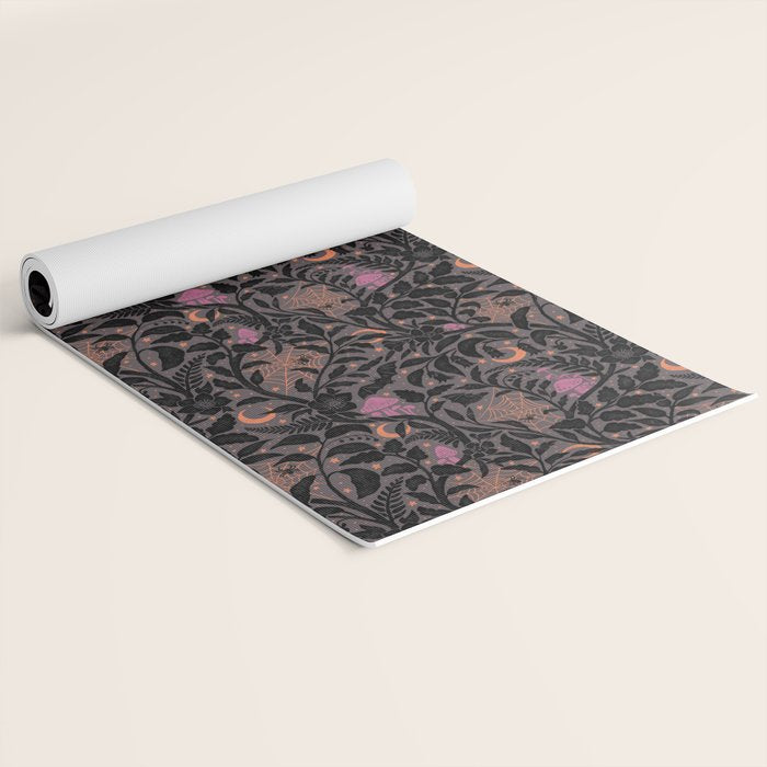 Mysterious Garden - black, gray, orange, and purple Yoga Mat Gallery Image 2