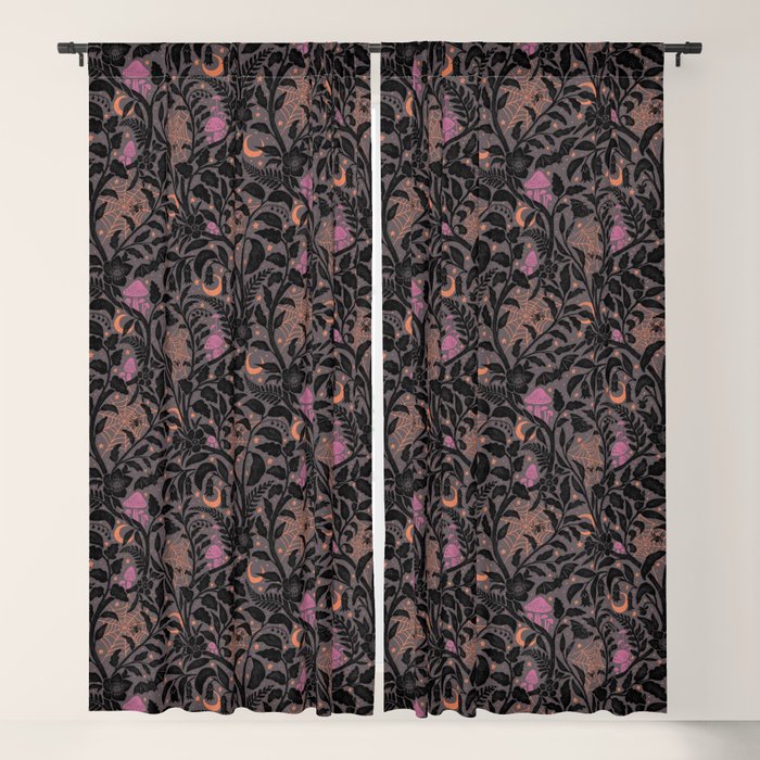 Mysterious Garden - black, gray, orange, and purple Window Curtain Gallery Image 5