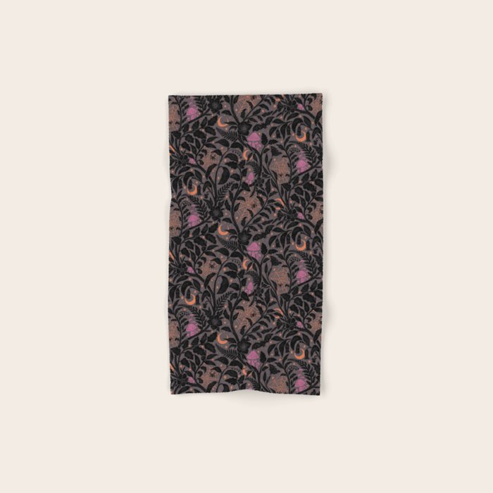 Mysterious Garden - black, gray, orange, and purple Bath Towel Gallery Image 1