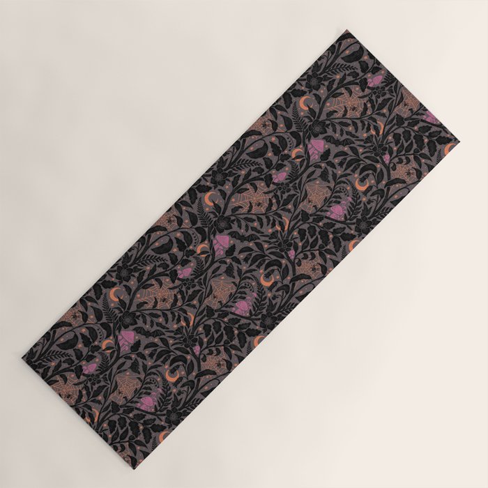 Mysterious Garden - black, gray, orange, and purple Yoga Mat