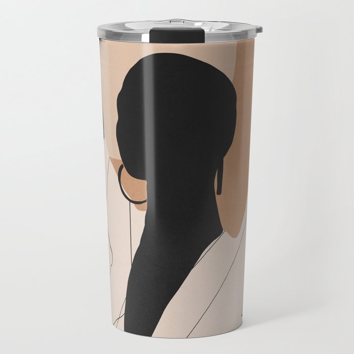 Minimal Abstract Art Sunset Girl 2 Travel Mug Gallery Image 1