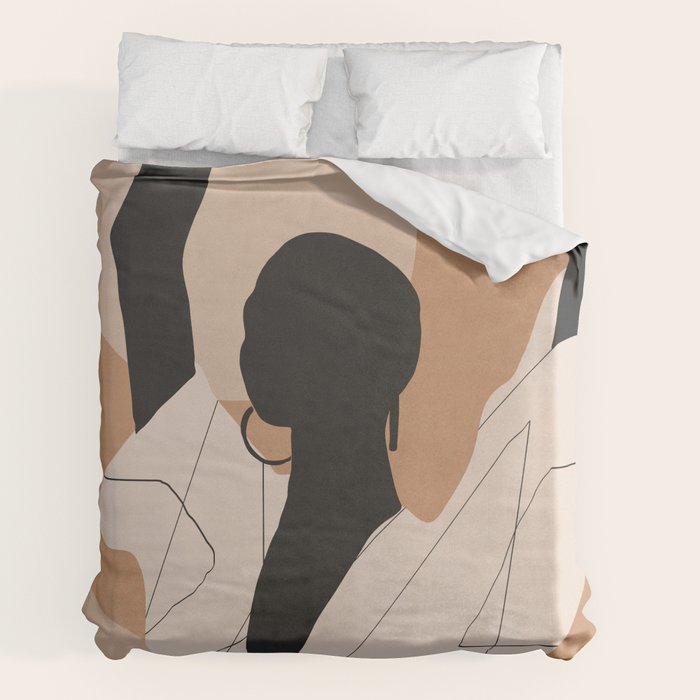 Minimal Abstract Art Sunset Girl 2 Duvet Cover Gallery Image 2