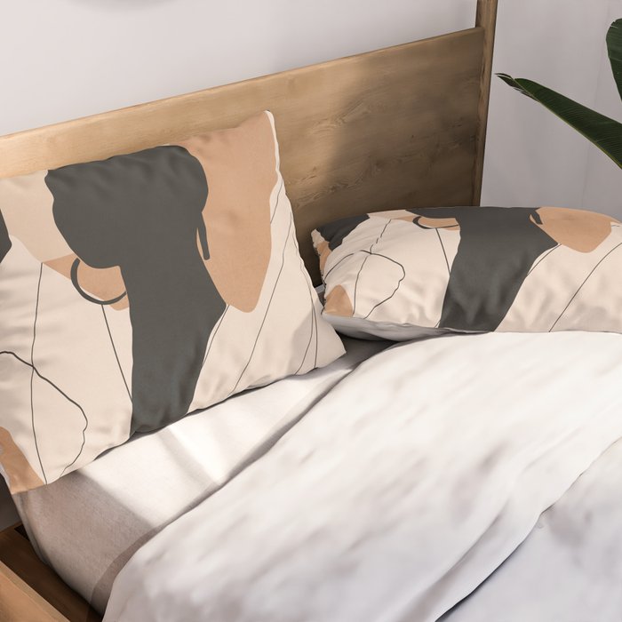 Minimal Abstract Art Sunset Girl 2 Pillow Sham Gallery Image 2