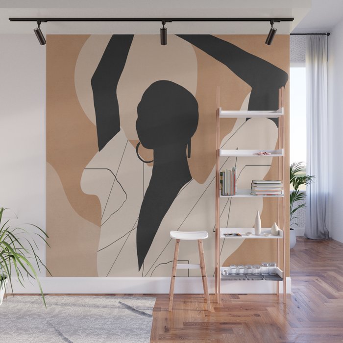 Minimal Abstract Art Sunset Girl 2 Wall Mural Gallery Image 1