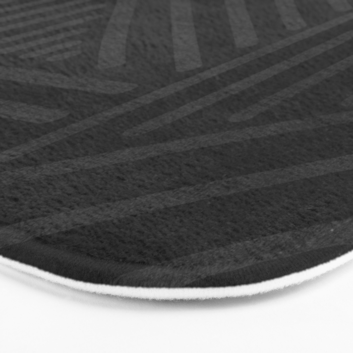 Charcoal grey line work on textured cloth - abstract geometric pattern Bath Mat Gallery Image 3