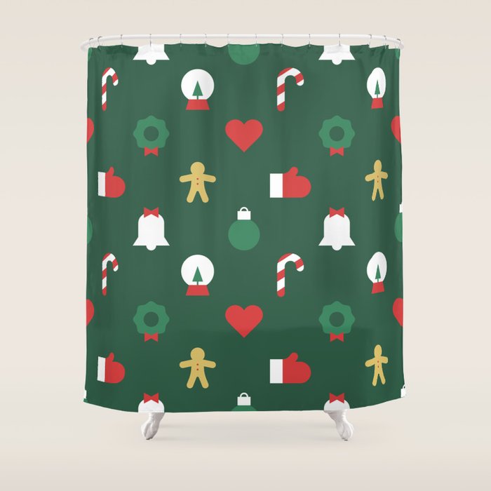 Geometric christmas decoration pattern Shower Curtain Gallery Image 1