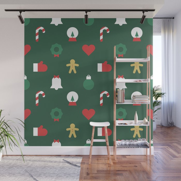 Geometric christmas decoration pattern Wall Mural Gallery Image 1