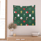 Geometric christmas decoration pattern Wall Tapestry Gallery Image 2