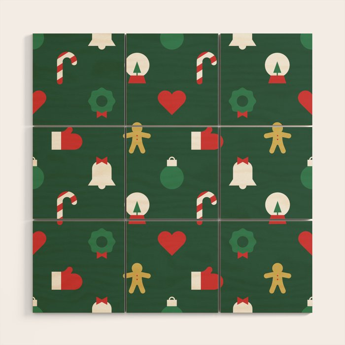Geometric christmas decoration pattern Wood Wall Art Gallery Image 1
