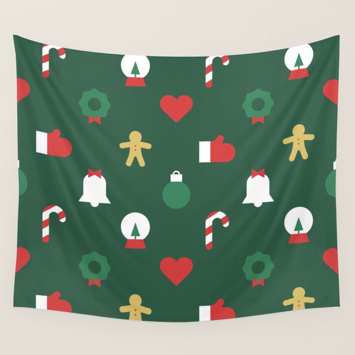 Geometric christmas decoration pattern Wall Tapestry Gallery Image 4