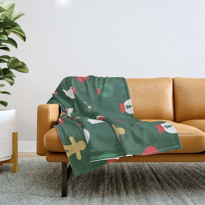 Geometric christmas decoration pattern Throw Blanket Gallery Image 1