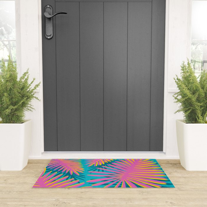 Mid Mod Pink Palm Trees Welcome Mat Gallery Image 3