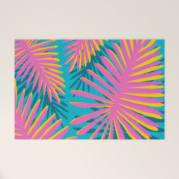Mid Mod Pink Palm Trees Welcome Mat Gallery Image 1