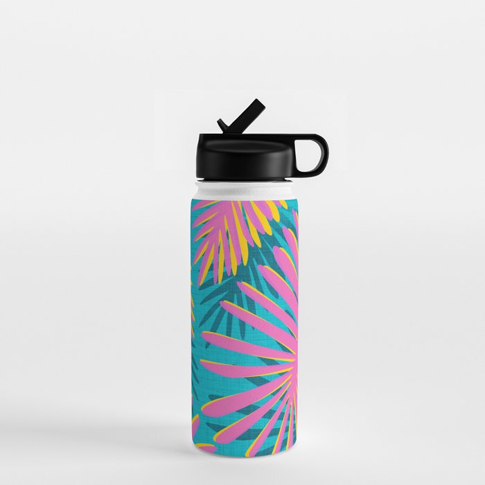 Mid Mod Pink Palm Trees Water Bottle Gallery Image 1