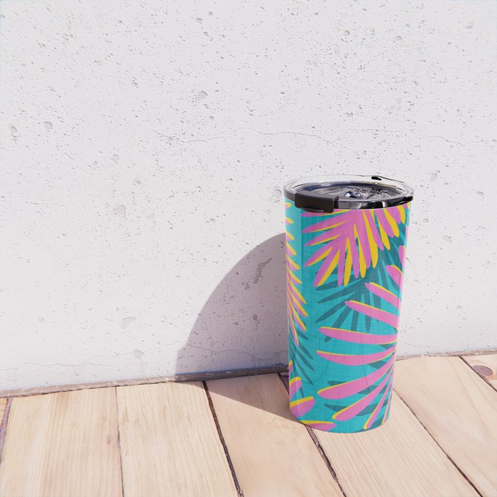Mid Mod Pink Palm Trees Travel Mug Gallery Image 4
