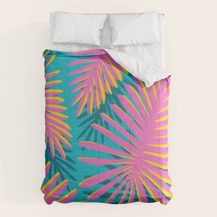 Mid Mod Pink Palm Trees Comforter Gallery Image 6