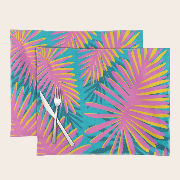 Mid Mod Pink Palm Trees Placemat Gallery Image 1