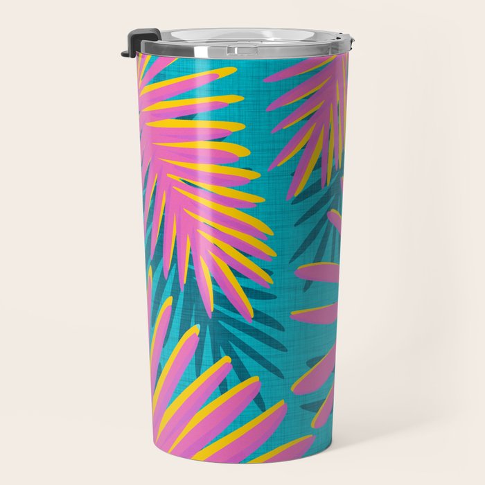 Mid Mod Pink Palm Trees Travel Mug Gallery Image 3