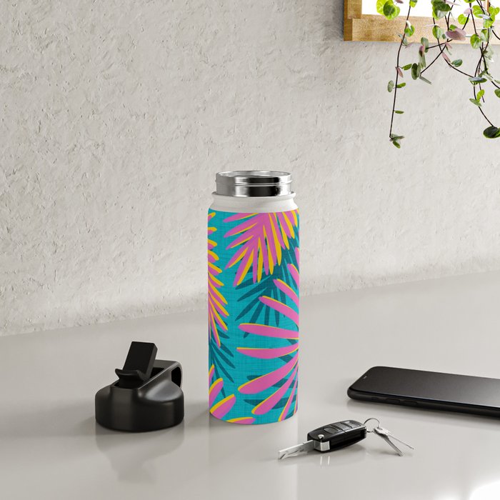 Mid Mod Pink Palm Trees Water Bottle Gallery Image 4