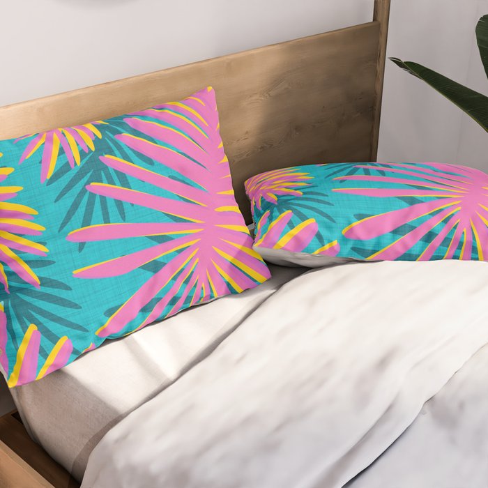 Mid Mod Pink Palm Trees Pillow Sham Gallery Image 2