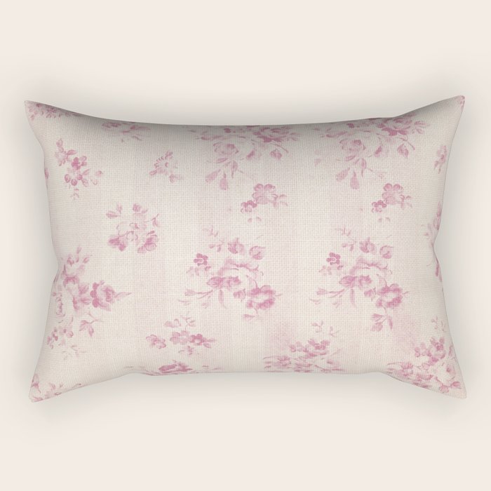 Elegant blush pink white rustic floral vintage stripes Rectangular Pillow Gallery Image 2