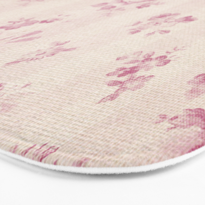 Elegant blush pink white rustic floral vintage stripes Bath Mat Gallery Image 3