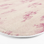 Elegant blush pink white rustic floral vintage stripes Bath Mat Gallery Image 3