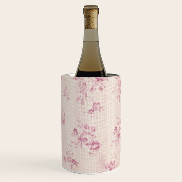 Elegant blush pink white rustic floral vintage stripes Wine Chiller Gallery Image 1