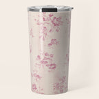 Elegant blush pink white rustic floral vintage stripes Travel Mug Gallery Image 1