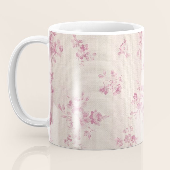 Elegant blush pink white rustic floral vintage stripes Coffee Mug Gallery Image 3
