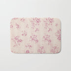 Elegant blush pink white rustic floral vintage stripes Bath Mat Gallery Image 1