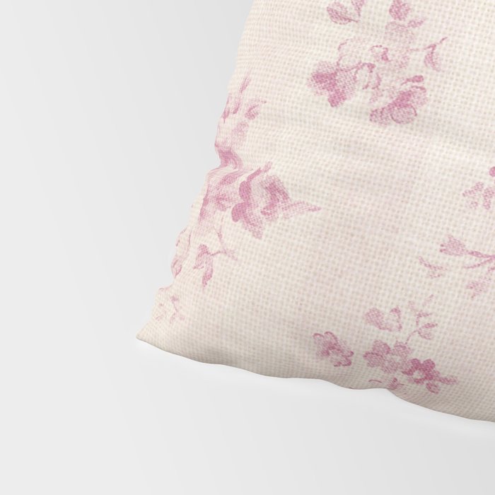 Elegant blush pink white rustic floral vintage stripes Pillow Sham Gallery Image 4