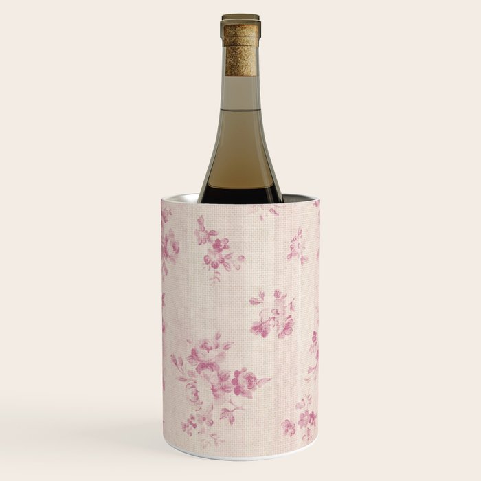 Elegant blush pink white rustic floral vintage stripes Wine Chiller Gallery Image 2