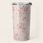 Elegant blush pink white rustic floral vintage stripes Travel Mug Gallery Image 2