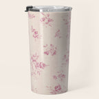 Elegant blush pink white rustic floral vintage stripes Travel Mug Gallery Image 3