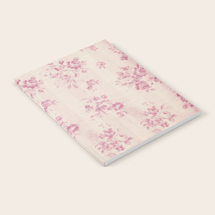 Elegant blush pink white rustic floral vintage stripes Notebook Gallery Image 1