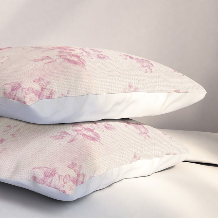 Elegant blush pink white rustic floral vintage stripes Pillow Sham Gallery Image 3