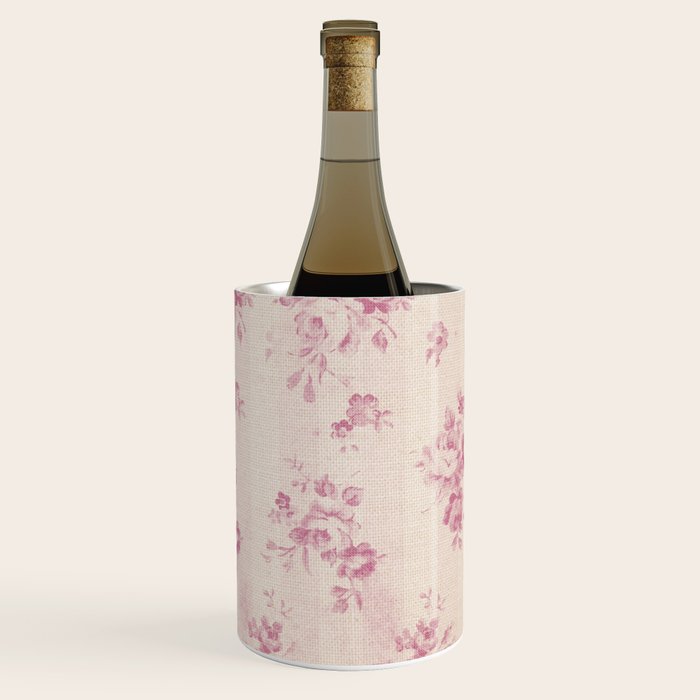 Elegant blush pink white rustic floral vintage stripes Wine Chiller Gallery Image 3