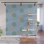 Abstract Fields in Blue-Grey & Green Wall Mural Gallery Image 1
