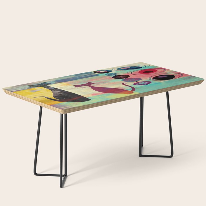Mid-Century Modern 2 Cats - Graffiti Style Coffee Table Gallery Image 1