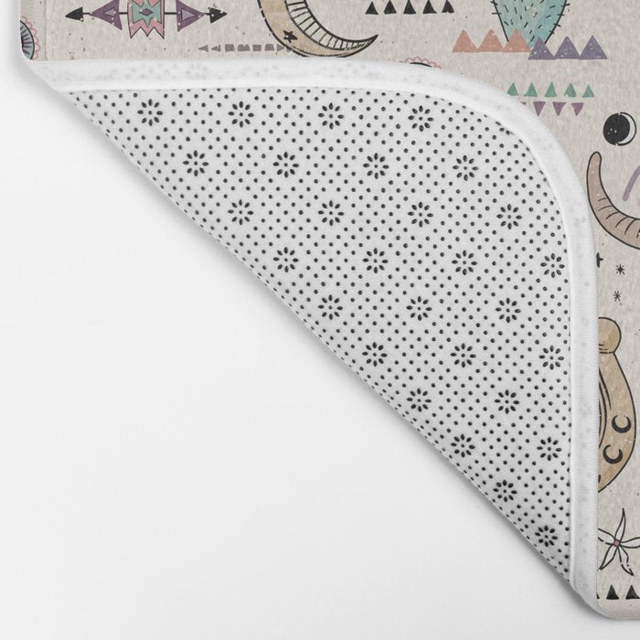 Boho Tribal Cowgirl Ephemera - cream Bath Mat Gallery Image 2