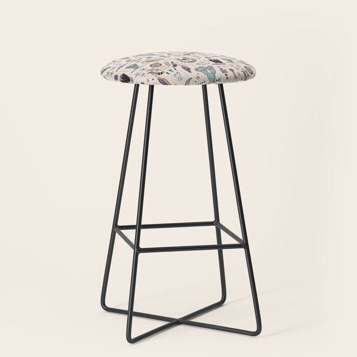 Boho Tribal Cowgirl Ephemera - cream Stool Gallery Image 1