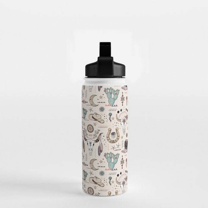 Boho Tribal Cowgirl Ephemera - cream Water Bottle Gallery Image 2