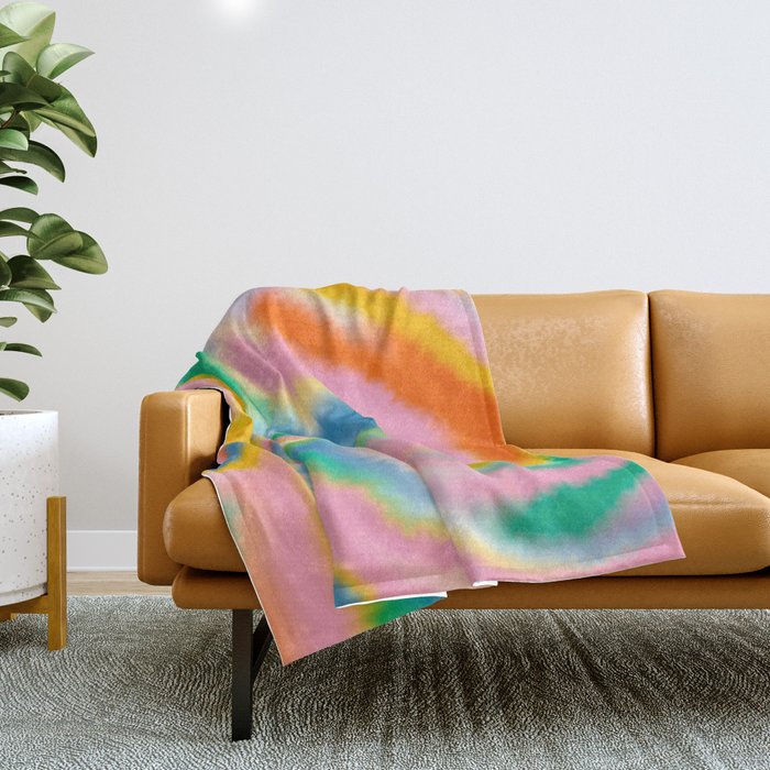 Ombre rainbow waves Throw Blanket Gallery Image 1