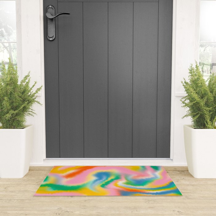 Ombre rainbow waves Welcome Mat Gallery Image 3